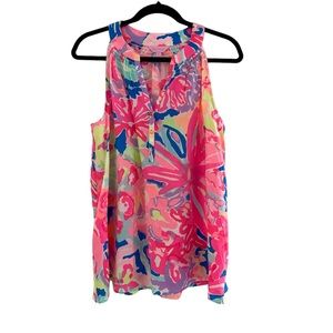 NWOT Lilly Pulitzer Bailey Silk Tank in Multi Playa Size Large